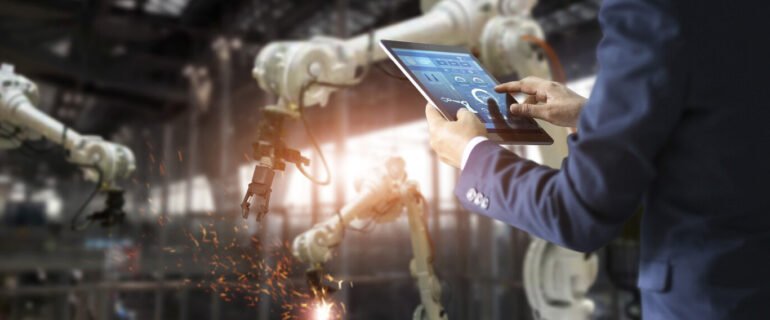 manager-industrial-engineer-using-tablet-check-control-automation-robot-arms-machine-banner